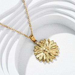 Настоящее золото 18K 304 из нержавеющей стали кулон ожерелья из цветов, ионное покрытие (ip), реальный 18 k позолоченный, 17.83 дюйм (45.3 см)