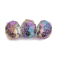 Coloré Perles en verre electroplate, Rondelle avec motif, facette, colorées, 7~8x5.5~6mm, Trou: 1~1.2mm