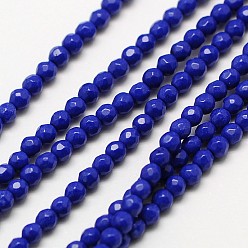 Medium Blue Synthetic Gemstone Lapis Lazuli Faceted Round Beads Strands, Lapis Lazuli, 3mm, Hole: 0.8mm, about 136pcs/strand, 16 inch