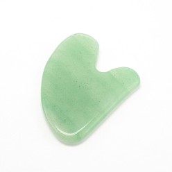 Зеленый Авантюрин Натуральный драгоценный камень gua sha доски, очищающие массажные инструменты, gua sha лицевые инструменты, зеленый авантюрин, 71~73x48~55x5~6 мм