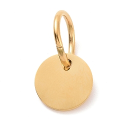 Золотой Ионное покрытие (IP) 304 подвески из нержавеющей стали с зеркальной полировкой, штамповка пустой метки, с прыжковых колец, плоско-круглые, золотые, 10x1 мм, отверстие : 7.5 мм