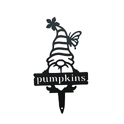 Черный Этикетка для тыквы, Металлический садовый кол гнома/гнома на тему Хэллоуина, грунтовая вставка декор, чёрные, 285x160 мм