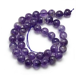 Amethyst Natural Amethyst Round Bead Strands, Grade AB, 10mm, Hole: 1mm, about 39pcs/strand, 15.74 inch