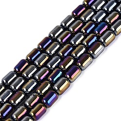 Negro Electrochapa hilos de perlas de vidrio opacas, azufaifo, color de ab chapado, negro, 6x4 mm, agujero: 0.6~0.8 mm, sobre 59~62 unidades / cadena, 14.37~15.16 pulgada (36.5~38.5 cm)