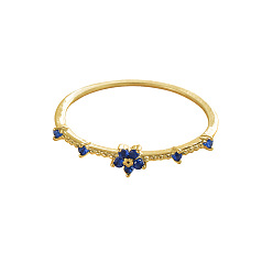 Золотой 925 Кольца из стерлингового серебра с паве из кубических цирконий, цветок, золотые, размер США 8 (18.1 мм)