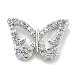 Лиловый Стойка металлическая латунная микропрофилированная кубическая циркония подвески, долговечный, без свинца и без кадмия, бабочка, сирень, 21.5x14.5x5.7 мм, отверстие : 6.5x2 мм