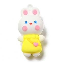 Желтый Пластиковые подвески, кролик, желтые, 45.5x22.5x16 мм, отверстие : 3.2 мм