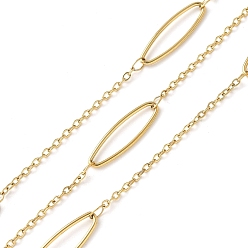 Настоящее золото 18K 304 овальные и тросовые цепи из нержавеющей стали, ионное покрытие (ip), пайки, с катушкой, реальный 18 k позолоченный, 20x6x1 мм, 10 м / рулон