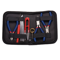 Black Set of 8 Pieces Jewelry Making Beading Tool Kit With Black Zippered Case Accessories
