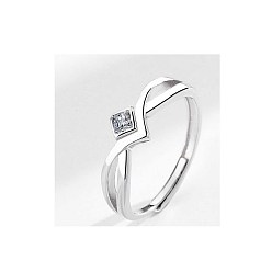 Платина Регулируемые открытые кольца-манжеты из латуни с кубическим цирконием для мужчин, ромб, платина, 15~20 мм