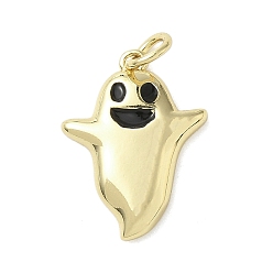 Ghost Подвески из латуни и эмали на тему Хэллоуина, с целью перехода в кольце, реальный 18 k позолоченный, призрак, 18.5x14x2.5 мм, отверстие : 3 мм