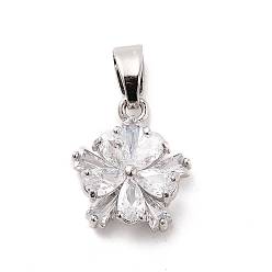 Платина Стойка металлическая латунная микропрофилированная кубическая циркония подвески, без свинца и без кадмия, долговечный, цветок, платина, 16.5x13.5x6.5 мм, отверстие : 5.5x4 мм
