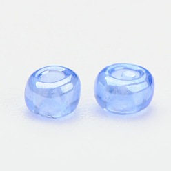 Cornflower Blue 12/0 Grade A Round Glass Seed Beads, Transparent Colours Lustered, Cornflower Blue, 12/0, 2x1.5mm, Hole: 0.3mm