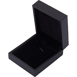 Черный Коробки для хранения подвесок из искусственной кожи, прямоугольные, чёрные, 8.45x7.4x3.8 см