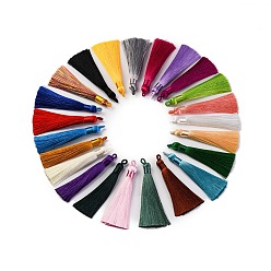 (52) Непрозрачная лаванда Нейлон кисточки большие украшения кулон, разноцветные, 83~92x9~10 мм, отверстие : 1.5~4 мм