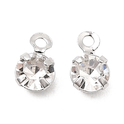 Платина Латунные подвески, круглые подвески, со стразами, без никеля , платина, 6x3.5x3 мм, отверстие : 0.9 мм