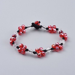 Rot (Schmuckpartys im Fabrikverkauf) handgefertigte Glasperlenarmbänder, mit Nylonfaden, facettiert, rot, 7-1/2 Zoll (19 cm)