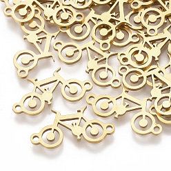 Золотой 201 соединительные звенья нержавеющие, лазерная резка, велосипед, золотые, 20x10x1 мм, отверстие : 1.4 мм