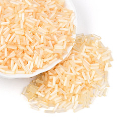 Белый Навахо Стеклярус, имитации кошачьего глаза , навахо белый, 6.5~7x1.5~2 мм, отверстие : 0.8~1 мм, Около 13636 шт / фунт