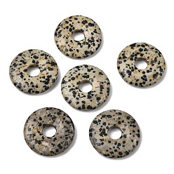 Dalmatian Jasper Natural Dalmatian Jasper Pendants, Donut/Pi Disc Charms, 30x6mm, Hole: 8mm