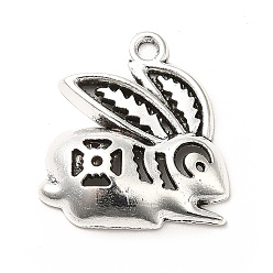 Antique Silver Tibetan Style Alloy Pendants, Rabbit Charms, Antique Silver, 19x17.5x3.5mm, Hole: 1.5mm, about 833pcs/1000g