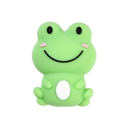 Лягушка Силиконовые бусины, изготовление ожерелий и браслетов своими руками, мультфильм животное, зелёные, лягушка, 24.5x18.5x12 мм, отверстие : 2 мм
