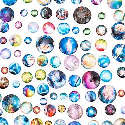 (52) Непрозрачная лаванда 80 стеклянные кабошоны шт., для аксессуаров своими руками, полукруглый с рисунком звездного неба, разноцветные, 12~19.5x4~6 мм