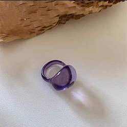 Средний Фиолетовый Овальные кольца из смолы для женщин, средне фиолетовый, внутренний диаметр: 17 мм