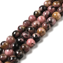 Rhodonite Brin de perles rondes en rhodonite naturelle, 6~6.5mm, Trou: 0.6mm, Environ 61 pcs/chapelet, 15.16'' (38.5 cm)