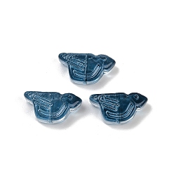 Прусский Синий Прозрачные стеклянные бусины, птица, спекающийся лак, берлинская лазурь, 10x20x8 мм, отверстие : 1.2 мм