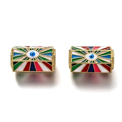 Разноцветный Латунь эмаль подвески, долговечный, реальный 18 k позолоченный, шестиугольник и сглаз, красочный, 22x14x13 мм, отверстие : 7x7 мм