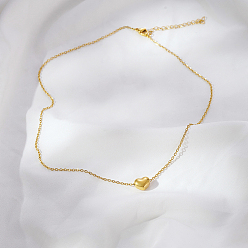 Настоящее золото 18K Ожерелья из нержавеющей стали с подвеской в форме сердца для женщин, повседневная одежда, стильные украшения, реальный 18 k позолоченный, 16.54 дюйм (42 см)