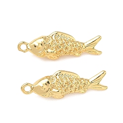 Настоящее золото 18K Латунные подвески, рыба, реальный 18 k позолоченный, 27.5x9.5x7 мм, отверстие : 1.8 мм