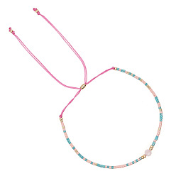 Pink Регулируемые браслеты из плетеного бисера и стеклянных бусин для женщин, розовые, 11.02 дюйм (28 см)