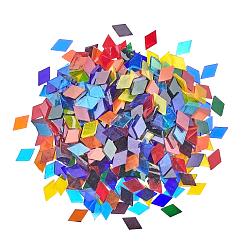 Mixed Color Rhombus Shapes Glass Mosaic Tiles, for DIY Crafts, Plates, Picture Frames, Flowerpots, Handmade Jewelry and More, Mixed Color, 19.5~20x12~12.5x2.5~3.5mm, 17.5x10.05x2.25cm