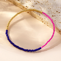 (52) Непрозрачная лаванда Цветные стеклянные круглые бусины, растягивающиеся браслеты для женщин, разноцветные, внутренний диаметр: 6-7/8 дюйм (17.5 см)