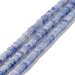 Aventurine Bleue Brins de perles d'aventurine bleue naturelle teintes et chauffées, cube, 6x6x1.5~3mm, Trou: 1.4mm, Environ 112~114 pcs/chapelet, 14.96~15.16 pouce (38~38.5 cm)