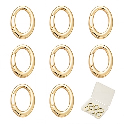 Настоящее золото 18K 8шт. латунные пружинные кольца-затворы, долговечный, овальные, реальный 18 k позолоченный, 18x13x3 мм, 9 датчик, внутренний диаметр: 13x8 мм