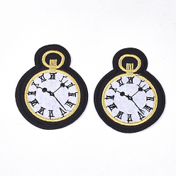 Colorful Computerized Embroidery Cloth Iron on/Sew on Patches, Appliques, Costume Accessories, Clock, Colorful, 72x57x1mm