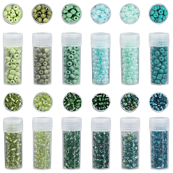 Зеленый 12 раскрашивает круглые стеклянные бусины, круглые, с 24шт. прозрачных пластиковых многоразовых бутылок, зелёные, 4 мм, 120 г