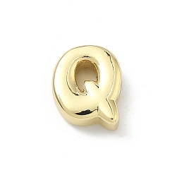 Letter Q Латунные бусины, долговечный, стойки покрытие, без свинца и без кадмия, реальный 18 k позолоченный, Буква Q, 11.5x9.5x4.5 мм, отверстие : 3x2 мм