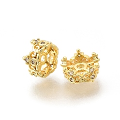 Золотой Латунные микропаве прозрачные кубики из циркония, стойки покрытие, долговечный, без свинца и без кадмия, корона, золотые, 9.5x5.5 мм, отверстие : 1.6 мм
