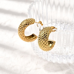 Настоящее золото 18K 304 из нержавеющей стали серьги, ионное покрытие (ip), c-образный, реальный 18 k позолоченный, 23x9.5 мм