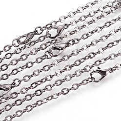 Gunmetal Iron Cable Chains Necklace Making, with Lobster Clasps, Unwelded, Gunmetal, 17.7 inch(45cm)