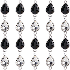 (52) Непрозрачная лаванда 20шт 2 цвета сплав граненый стеклянный соединитель подвески, слезные ссылки, платина, разноцветные, 22.5x12.5x5.5 мм, отверстие : 1.8 мм, 10 шт / цвет