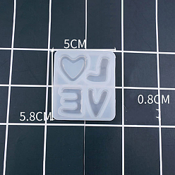 Weiß Silikonformen, Gießformen aus Harz, für UV-Harz, Epoxidharz Schmuckherstellung, Liebe, weiß, 58x50x8 mm