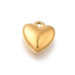 Настоящее золото 18K 304 прелести нержавеющей стали, шарма сердца, ионное покрытие (ip), реальный 18 k позолоченный, 8x8x3.5 мм, отверстие : 0.8 мм