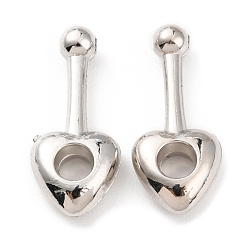 Platinum CCB Plastic Pendants, Heart Charm, Platinum, 29x12.5x5.5mm, Hole: 1.8mm