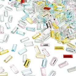 (52) Непрозрачная лаванда Акриловый кабошоны со стразами, прямоугольные, плоский зад, разноцветные, 7x3x1 мм, 4895 шт / комплект