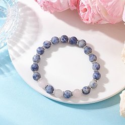 (306FM) Жонкиль матовый с лаймовой подкладкой Браслеты из матовых круглых бусин из смешанных натуральных камней для женщин и мужчин, внутренний диаметр: 2-1/8~2-1/4 дюйм (5.4~5.6 см)